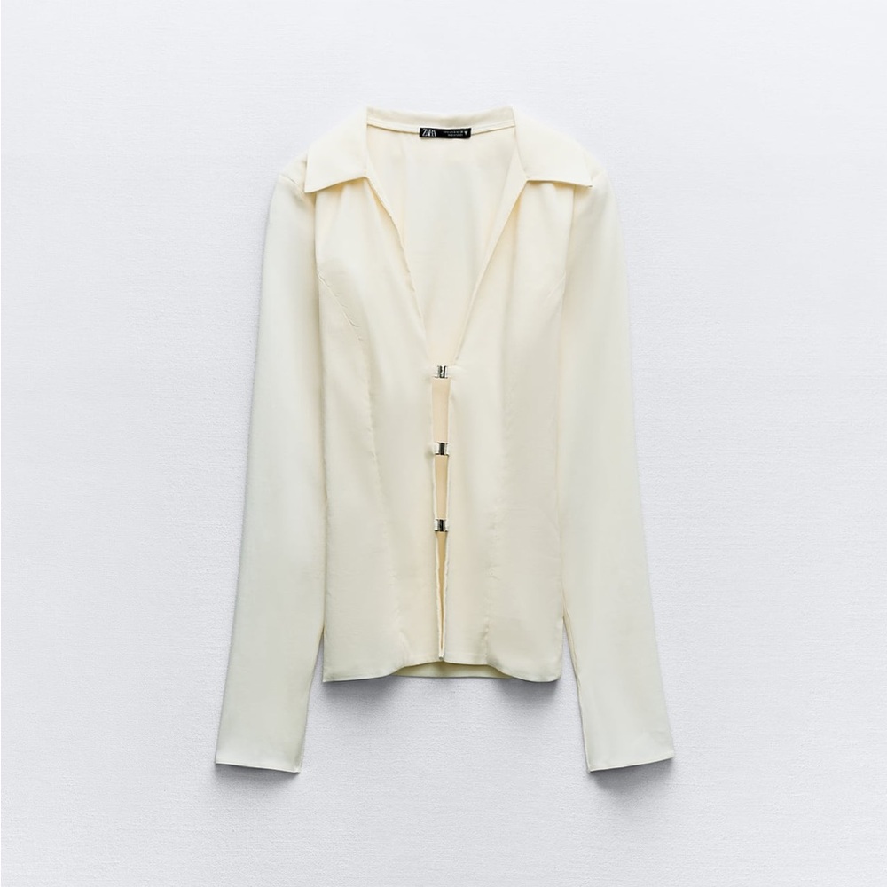 NWOT Zara Tailored Ecru Top